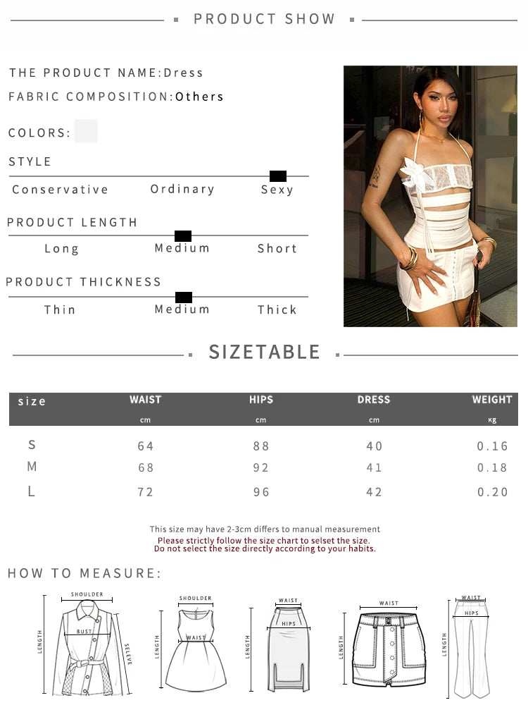 Luxe Strapped Corset Mini Set – White