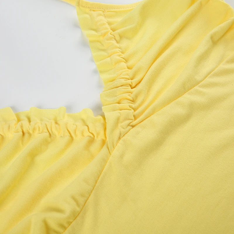 Daisy yellow V-Neck Halter Top