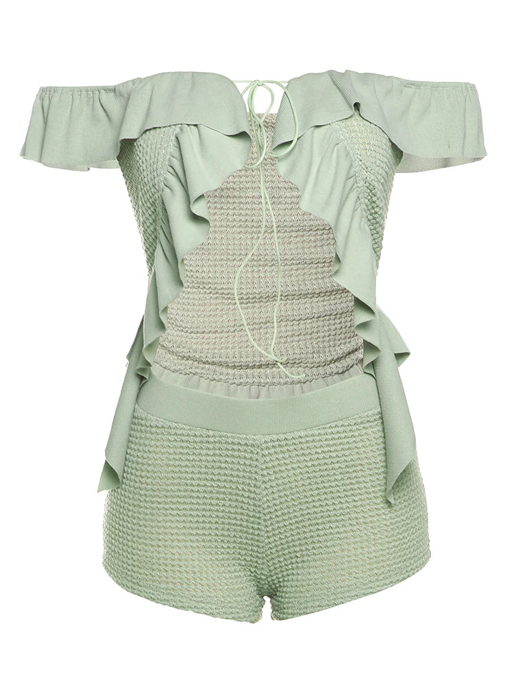 Remy Sage Ruffle Off-Shoulder Co-ord Set