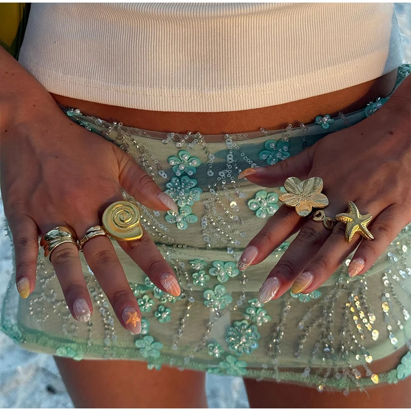 Shakira Seaglass Sequin Embellished Mini Skirt