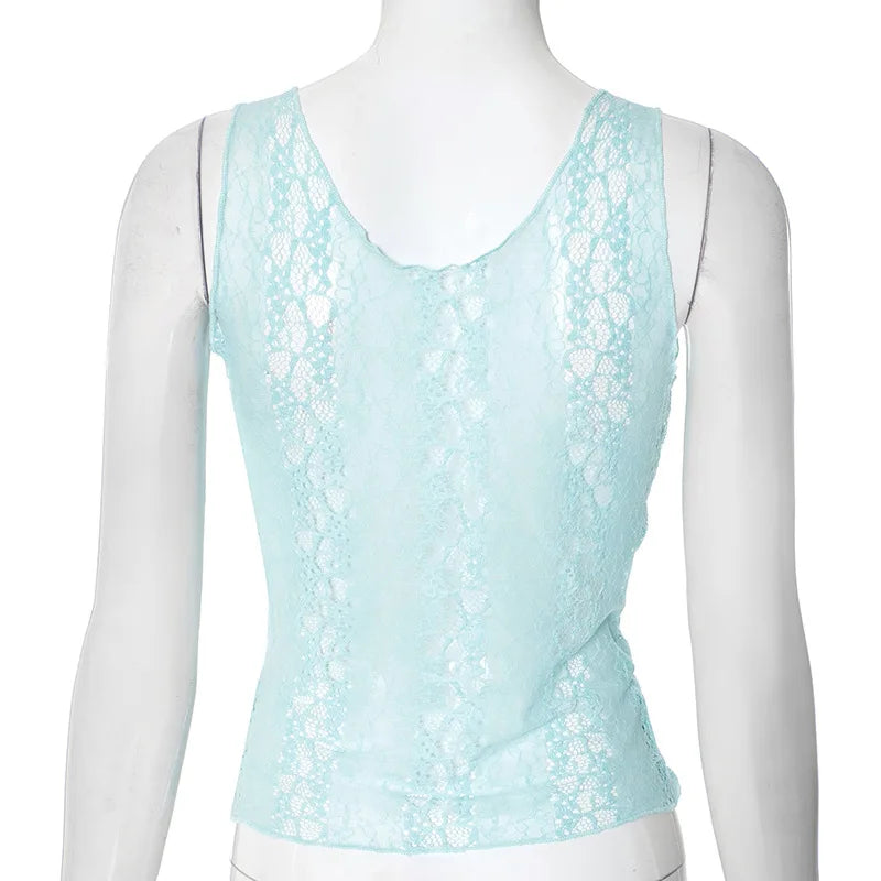 Sasha Lace Deep V-neck Tank Top