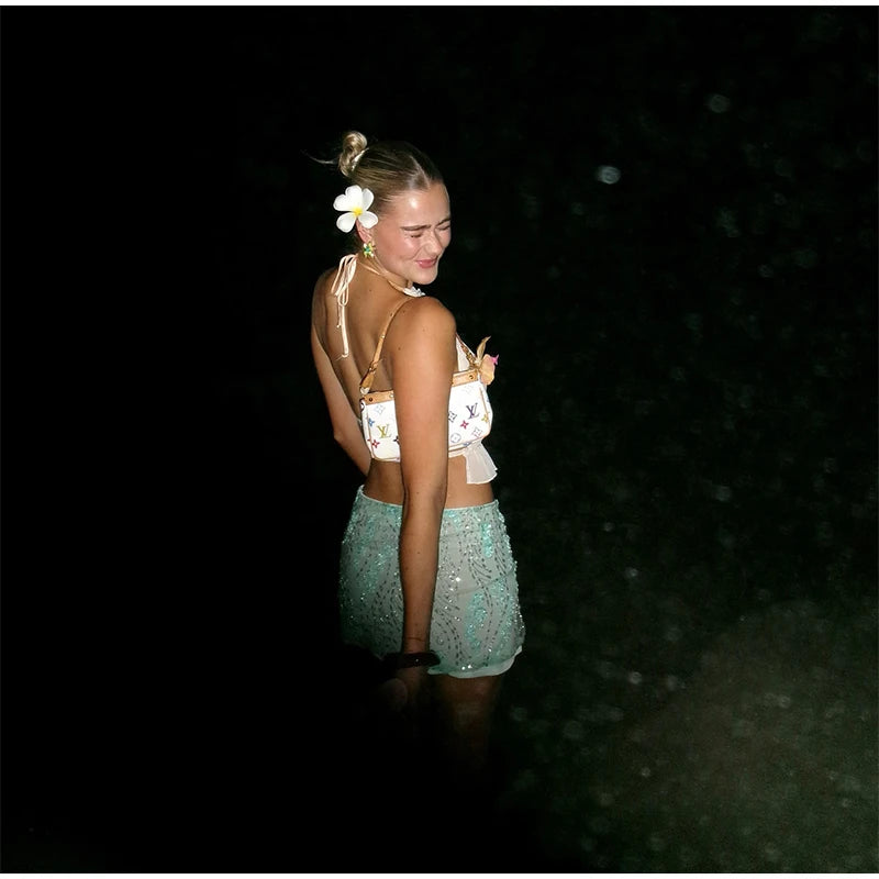 Shakira Seaglass Sequin Embellished Mini Skirt