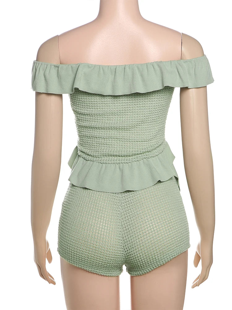 Remy Sage Ruffle Off-Shoulder Co-ord Set