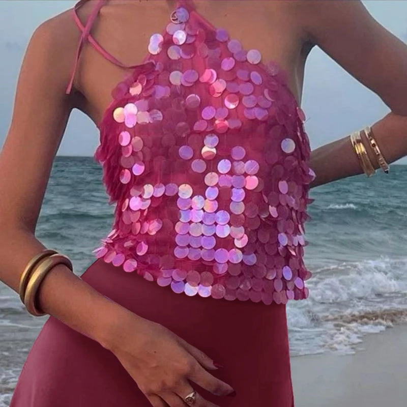 Giah Multi Embroidered Halterneck Summer Top