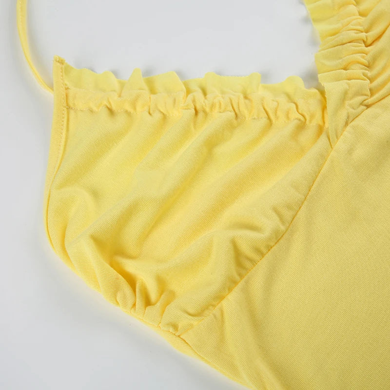 Daisy yellow V-Neck Halter Top
