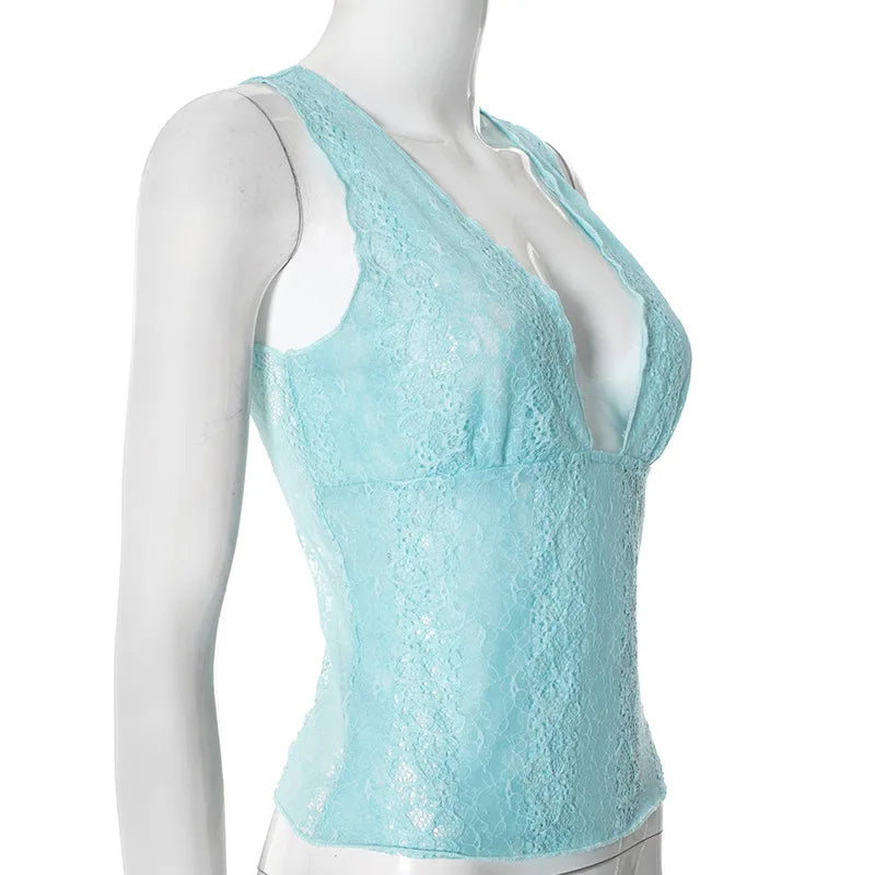 Sasha Lace Deep V-neck Tank Top
