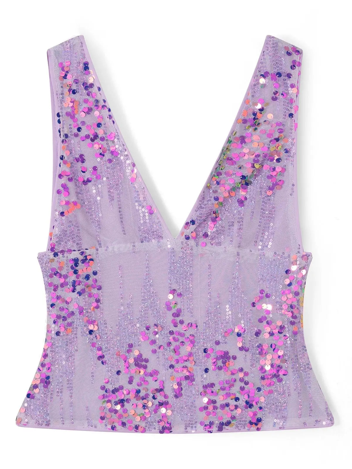 Women Sequin Vest Sleeveless V Neck Backless Tank Tops Sexy Retro Shirts Summer