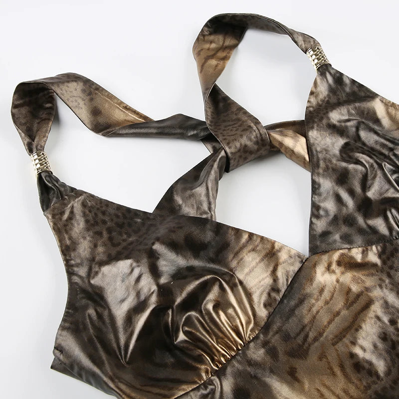 Kahlai metalic gold leopard print cami top
