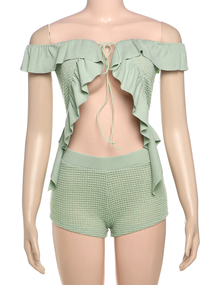 Remy Sage Ruffle Off-Shoulder Co-ord Set