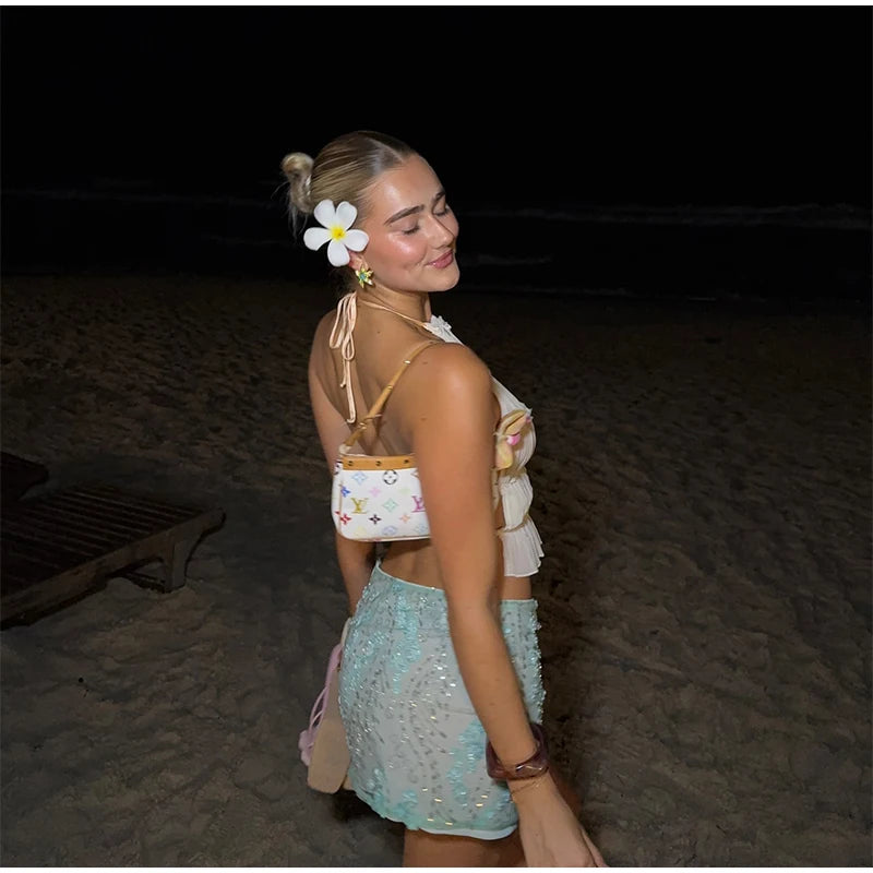Shakira Seaglass Sequin Embellished Mini Skirt
