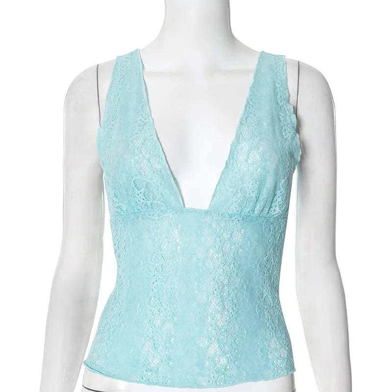 Sasha Lace Deep V-neck Tank Top