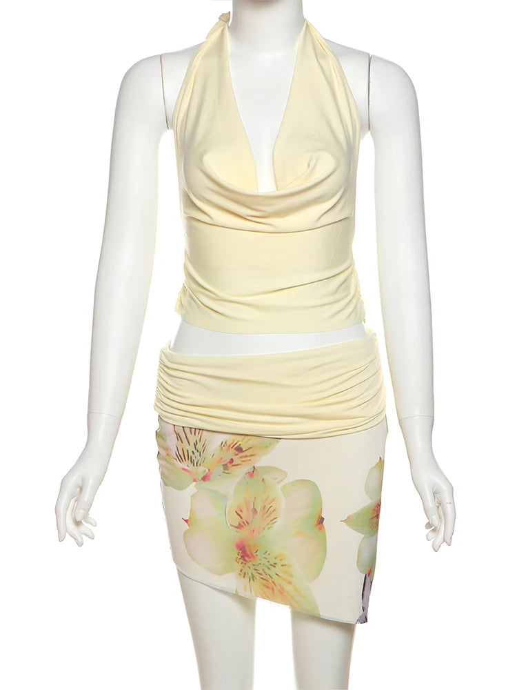 Chloe two-piece halterneck skirt set